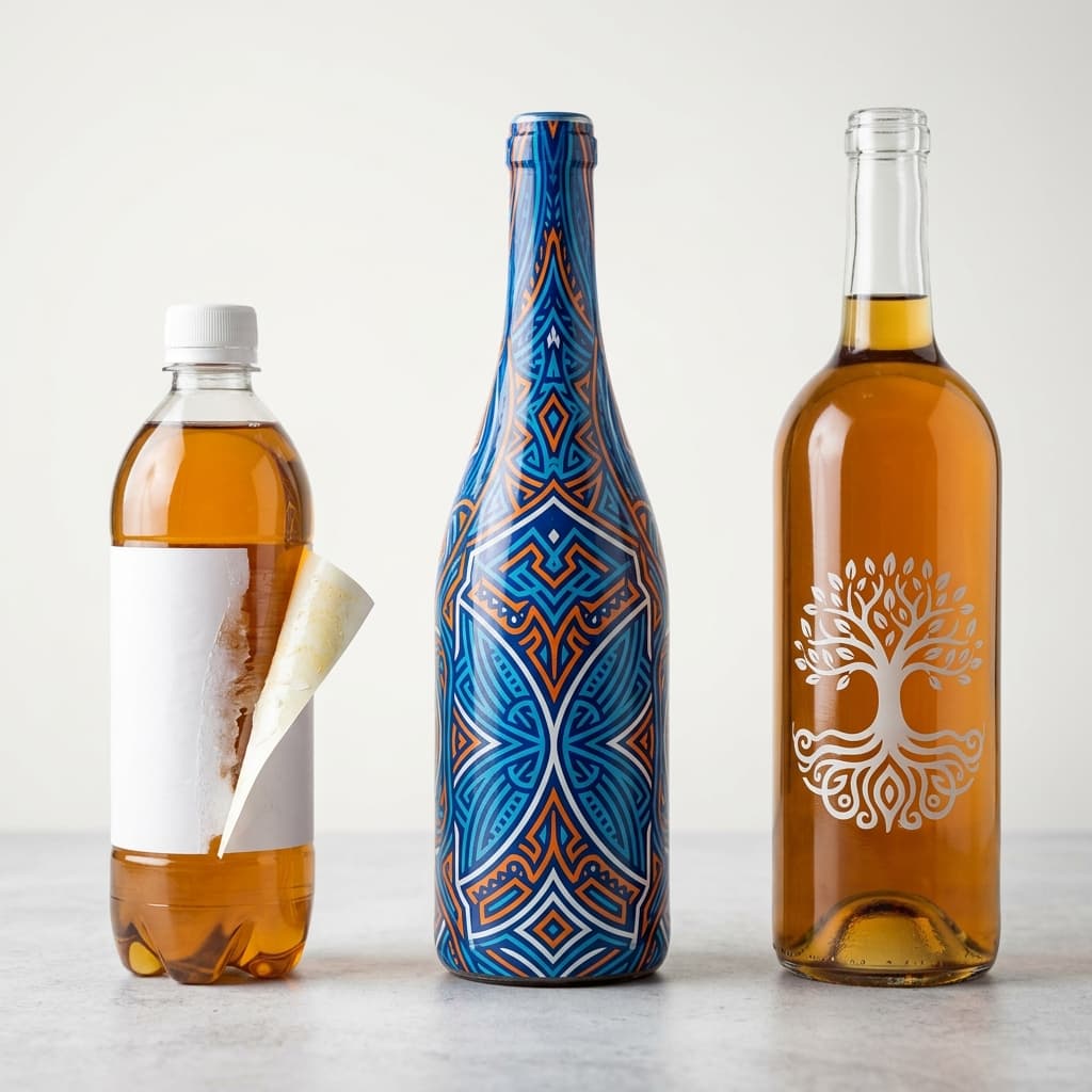 Three bottle label methods: pressure-sensitive, shrink sleeve, and screen printing compared