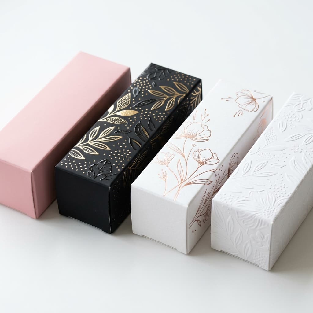 Premium cosmetic packaging finishes: soft-touch, spot UV, foil stamping, and embossing