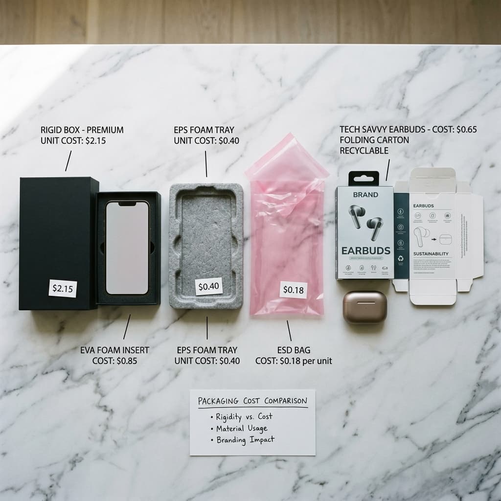 Electronics packaging cost comparison with various tech box formats