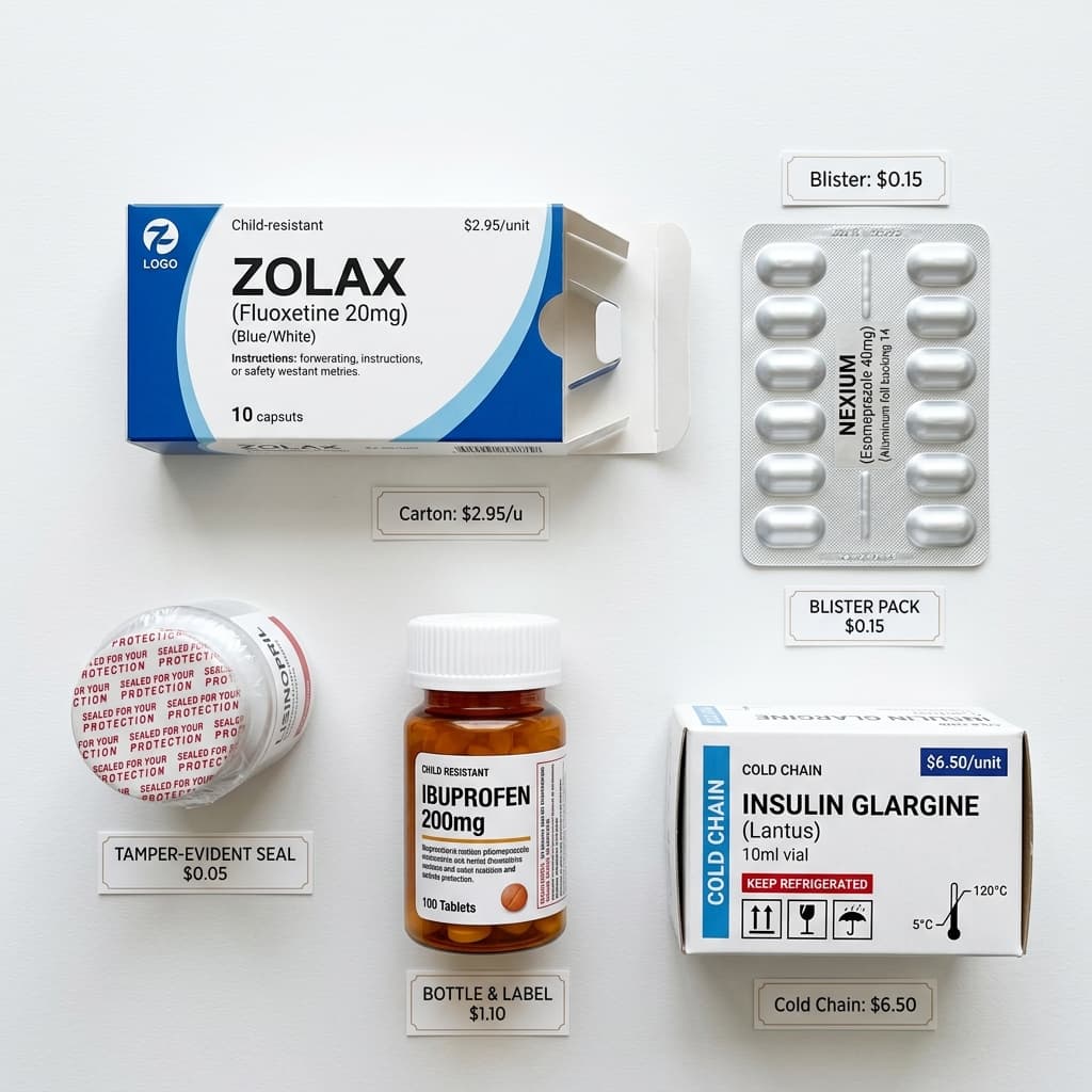 Pharmaceutical packaging cost comparison for cartons, blisters, and labels