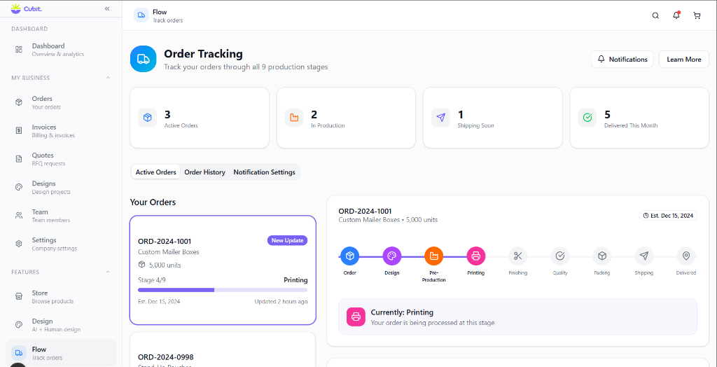 Cubit Flow Dashboard