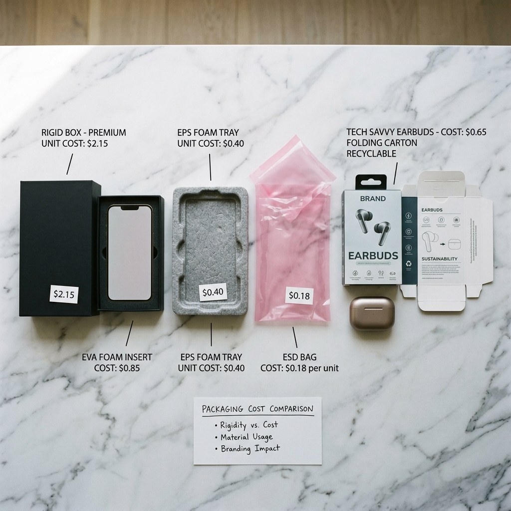 Electronics packaging cost comparison with various tech box formats