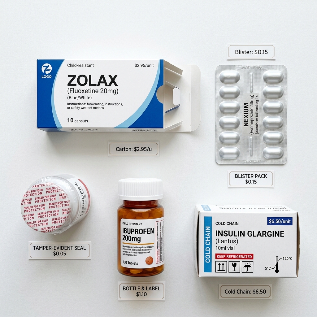 Pharmaceutical packaging cost comparison for cartons, blisters, and labels